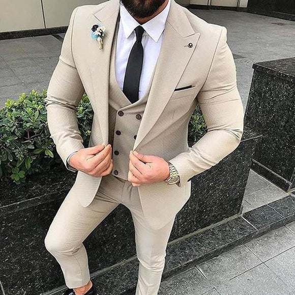 Slim Fit 3 Piece Suit Men Wedding Tuxedos Bridegroom Groomsmen Business Party Prom Blazer Jacket Pants Tie Vest | shoppresidential.com - Presidential Brand (R)