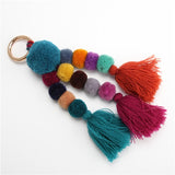 Bead Handbag Tassel Key Chain Pompom Key Ring Holder Hanging Bohemian Style Pendant Keychain Decoration - Presidential Brand (R)