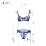 ArtSu 2019 Floral Lace Bra And Panty Set Women Bodycon Intimates Lingerie Set Underwear Set Bralette Lace Brief Set ASSU601662 - Presidential Brand (R)