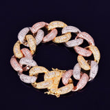 22mm Colorful Baguette Zircon Miami Cuban Link Bracelet Iced Out Colorful Chain 7" 8" - Presidential Brand (R)