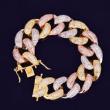 22mm Colorful Baguette Zircon Miami Cuban Link Bracelet Iced Out Colorful Chain 7" 8" - Presidential Brand (R)