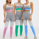 Seamless Patchwork Yoga Sets Women Fitness Clothing - Presidential Brand (R)