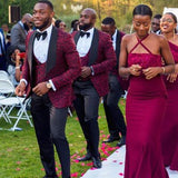 Burgundy Jacket 3 Pieces Men Suits Wedding Groom - Presidential Brand (R)