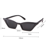Vintage BLACK NARROW SLIM ANGULAR Sunglasses Women Brand Retro Leopard Tiny Cateye Frame 90S Sun Glasses Shades Female - Presidential Brand (R)