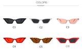Vintage BLACK NARROW SLIM ANGULAR Sunglasses Women Brand Retro Leopard Tiny Cateye Frame 90S Sun Glasses Shades Female - Presidential Brand (R)