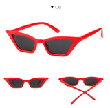 Vintage BLACK NARROW SLIM ANGULAR Sunglasses Women Brand Retro Leopard Tiny Cateye Frame 90S Sun Glasses Shades Female - Presidential Brand (R)