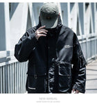 Letter Black Multi-pocket Men's Hip Hop Cargo Jackets Coats Streetwear Cardigan Zipper Casual Techwear Hooded Men Outerwear Top - Presidential Brand (R)