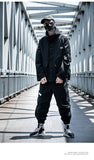 Letter Black Multi-pocket Men's Hip Hop Cargo Jackets Coats Streetwear Cardigan Zipper Casual Techwear Hooded Men Outerwear Top - Presidential Brand (R)
