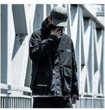 Letter Black Multi-pocket Men's Hip Hop Cargo Jackets Coats Streetwear Cardigan Zipper Casual Techwear Hooded Men Outerwear Top - Presidential Brand (R)