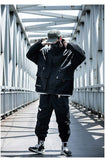 Letter Black Multi-pocket Men's Hip Hop Cargo Jackets Coats Streetwear Cardigan Zipper Casual Techwear Hooded Men Outerwear Top - Presidential Brand (R)