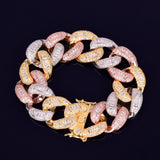 22mm Colorful Baguette Zircon Miami Cuban Link Bracelet Iced Out Colorful Chain 7" 8" - Presidential Brand (R)
