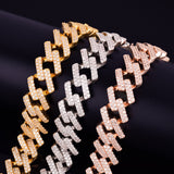 18mm Big Square Cuban Link Bracelet Gold Color Iced Out Cubic Zirconia Style - Presidential Brand (R)