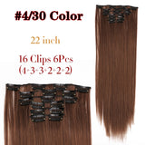 Leeons 16 colors 16 clips Long Straight Synthetic Hair Extensions Clips in High Temperature Fiber Black Brown Hairpiece - Presidential Brand (R)