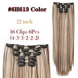 Leeons 16 colors 16 clips Long Straight Synthetic Hair Extensions Clips in High Temperature Fiber Black Brown Hairpiece - Presidential Brand (R)