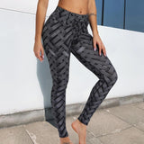 Sexy High Waist Fitness Iron weave Leggings Weaving Printed Tie Women Fitness Workout Scrunch Booty Trousers Slim Running Pants - Presidential Brand (R)