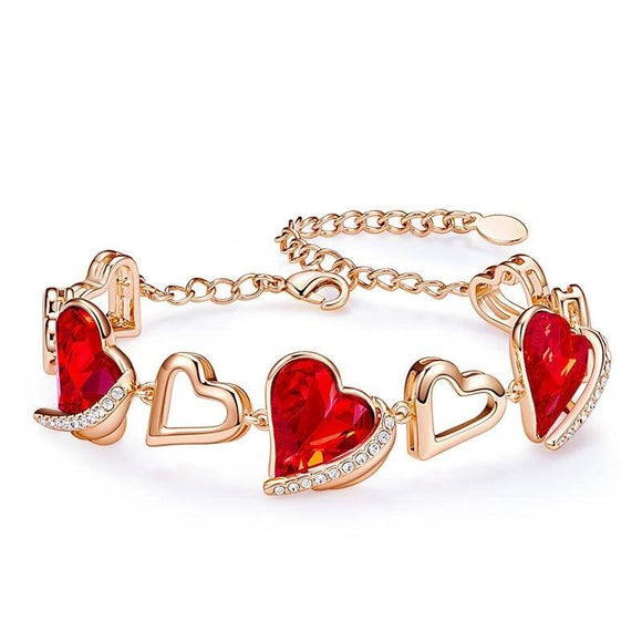 Rose Gold Color Charm Link Chain Bracelets with Fashion Heart Shaped Crystal from Swarovski Women Bracelet Gift Jewelry - Presidential Brand (R)
