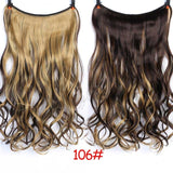 Allaosify 24" Invisible Wire No Clips In Hair Extensions Secret Fish Line Hairpieces Synthetic Straight Wavy Hair Extensions - Presidential Brand (R)