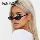 Small Oval Vintage Sunglasses Women Cat Eye Brand Design Retro Skinny Cateye Frame Tiny Sun Glasses Shades - Presidential Brand (R)