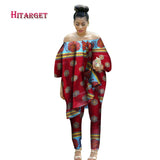 African Women 2 Piece Set Dashiki Cotton Print Wax Crop Top and Shirt Set - Presidential Brand (R)