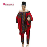 African Women 2 Piece Set Dashiki Cotton Print Wax Crop Top and Shirt Set - Presidential Brand (R)