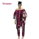 African Women 2 Piece Set Dashiki Cotton Print Wax Crop Top and Shirt Set - Presidential Brand (R)