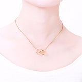 Double Heart Statement Necklace Steel Link Chain Collier Choker - Presidential Brand (R)