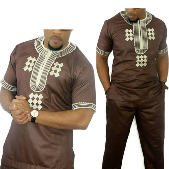 Dashiki African men's suits tops shirts pant 2 pieces set - Presidential Brand (R)