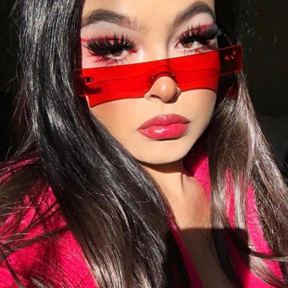 Rectangle Sunglasses Women Fashion Luxury Brand Designer Red Pink Clear Small Lens Personality Sun Glasses Shades UV400 - Presidential Brand (R)
