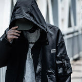 Letter Black Multi-pocket Men's Hip Hop Cargo Jackets Coats Streetwear Cardigan Zipper Casual Techwear Hooded Men Outerwear Top - Presidential Brand (R)