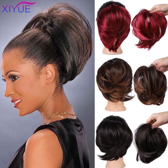 Short Straight Chignon With Elastic Band Synthetic Scrunchie Messy Hair Bun High Temperature Fiber Hairpieces Extensions - Presidential Brand (R)