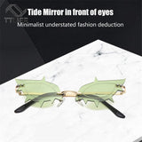 Cat Eye Sunglasses Fashion Luxury Brand Designer Women Rimless Red Pink Small Sun Glasses UV400 Shades Eyewear - Presidential Brand (R)