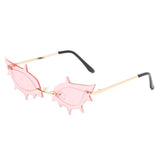 Cat Eye Sunglasses Fashion Luxury Brand Designer Women Rimless Red Pink Small Sun Glasses UV400 Shades Eyewear - Presidential Brand (R)