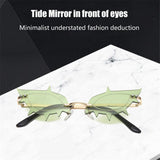Cat Eye Sunglasses Fashion Luxury Brand Designer Women Rimless Red Pink Small Sun Glasses UV400 Shades Eyewear - Presidential Brand (R)