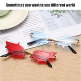 Cat Eye Sunglasses Fashion Luxury Brand Designer Women Rimless Red Pink Small Sun Glasses UV400 Shades Eyewear - Presidential Brand (R)