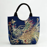 Shiny Peacock Embroidered Tote Bag Retro Casual Large Handbag Shoulder Belt - Presidential Brand (R)