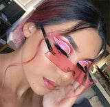 Rectangle Sunglasses Women Fashion Luxury Brand Designer Red Pink Clear Small Lens Personality Sun Glasses Shades UV400 - Presidential Brand (R)