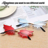 Cat Eye Sunglasses Fashion Luxury Brand Designer Women Rimless Red Pink Small Sun Glasses UV400 Shades Eyewear - Presidential Brand (R)
