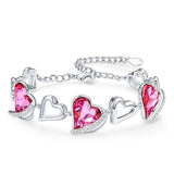 Rose Gold Color Charm Link Chain Bracelets with Fashion Heart Shaped Crystal from Swarovski Women Bracelet Gift Jewelry - Presidential Brand (R)