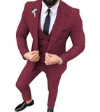Slim Fit 3 Piece Suit Men Wedding Tuxedos Bridegroom Groomsmen Business Party Prom Blazer Jacket Pants Tie Vest | shoppresidential.com - Presidential Brand (R)