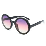 Retro Round Sunglasses Women Men Brand Design Transparent Blue Frame Circle Lens Fashion 90s Sun Glasses Shades Female - Presidential Brand (R)