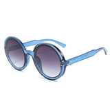 Retro Round Sunglasses Women Men Brand Design Transparent Blue Frame Circle Lens Fashion 90s Sun Glasses Shades Female - Presidential Brand (R)