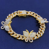 Zircon Butterfly Ankle Bracelet Cuban Link Chain Anklets For Women Wide Foot Bracelets Boho Beach Jewelry - Presidential Brand (R)