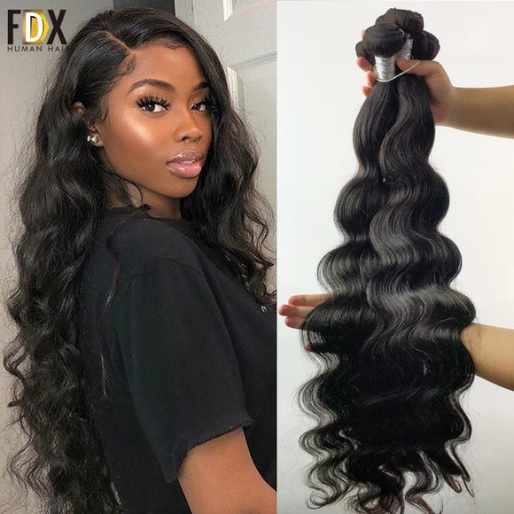 FDX Body Wave Bundles 1/3/4 Pcs 30 32 34 36 38 40 Inch Bundles 100% Human Hair Brazilian Hair Weave Bundles Remy Hair Extensions - Presidential Brand (R)