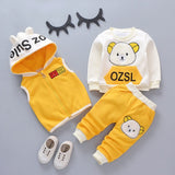 Baby Boys Girls Autumn Warm WaistCoat Sweatshirt Pants 3Pcs Infant Kids Children Sports Suit Toddler - Presidential Brand (R)