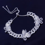 Zircon Butterfly Ankle Bracelet Cuban Link Chain Anklets For Women Wide Foot Bracelets Boho Beach Jewelry - Presidential Brand (R)