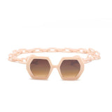 Vintage Polygon Chain Sunglasses Women Men 2020 Luxury Brand Design Retro Hexagon Oversized Sun Glasses Shades Male - Presidential Brand (R)