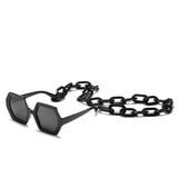 Vintage Polygon Chain Sunglasses Women Men 2020 Luxury Brand Design Retro Hexagon Oversized Sun Glasses Shades Male - Presidential Brand (R)