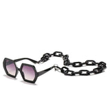 Vintage Polygon Chain Sunglasses Women Men 2020 Luxury Brand Design Retro Hexagon Oversized Sun Glasses Shades Male - Presidential Brand (R)
