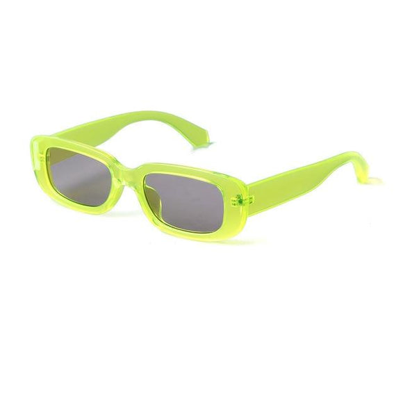 Retro Narrow Rectangle Sunglasses Women Brand Design Vintage Tortoiseshell Frame Green Lens 90S Sun Glasses Shades - Presidential Brand (R)