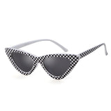 Fashion Cat Eye Sunglasses Women 90S Retro Vintage Small Frame Checkered Sun glasses black red pink shades - Presidential Brand (R)